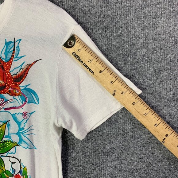 Vintage ED HARDY Y2K Bird Rose Tattoo‎ Graphic Short Sleeve Tee Size M - Picture 4 of 7